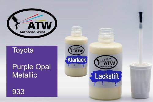 Toyota, Purple Opal Metallic, 933: 20ml Lackstift + 20ml Klarlack - Set, von ATW Autoteile West.